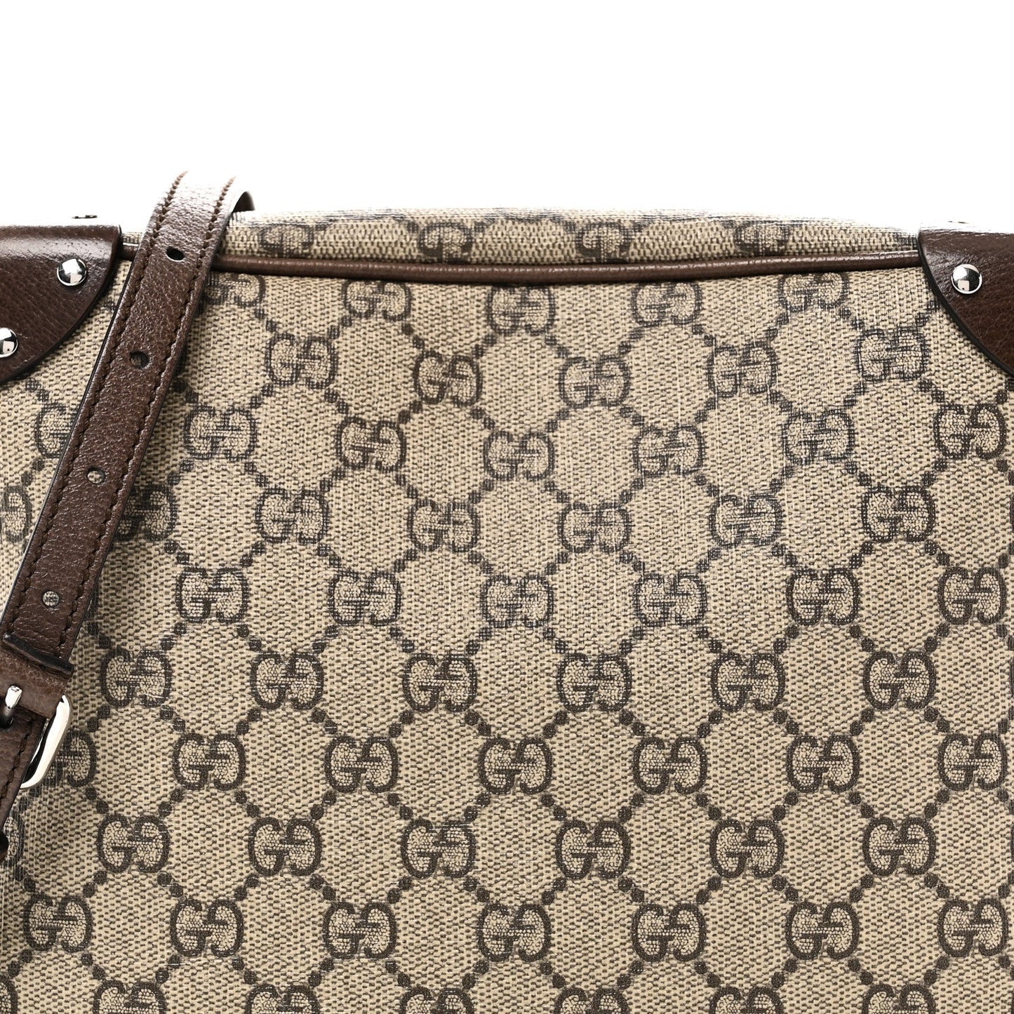 GG Supreme Monogram Textured Calfskin Square Messenger Bag Beige Ebony New Acero