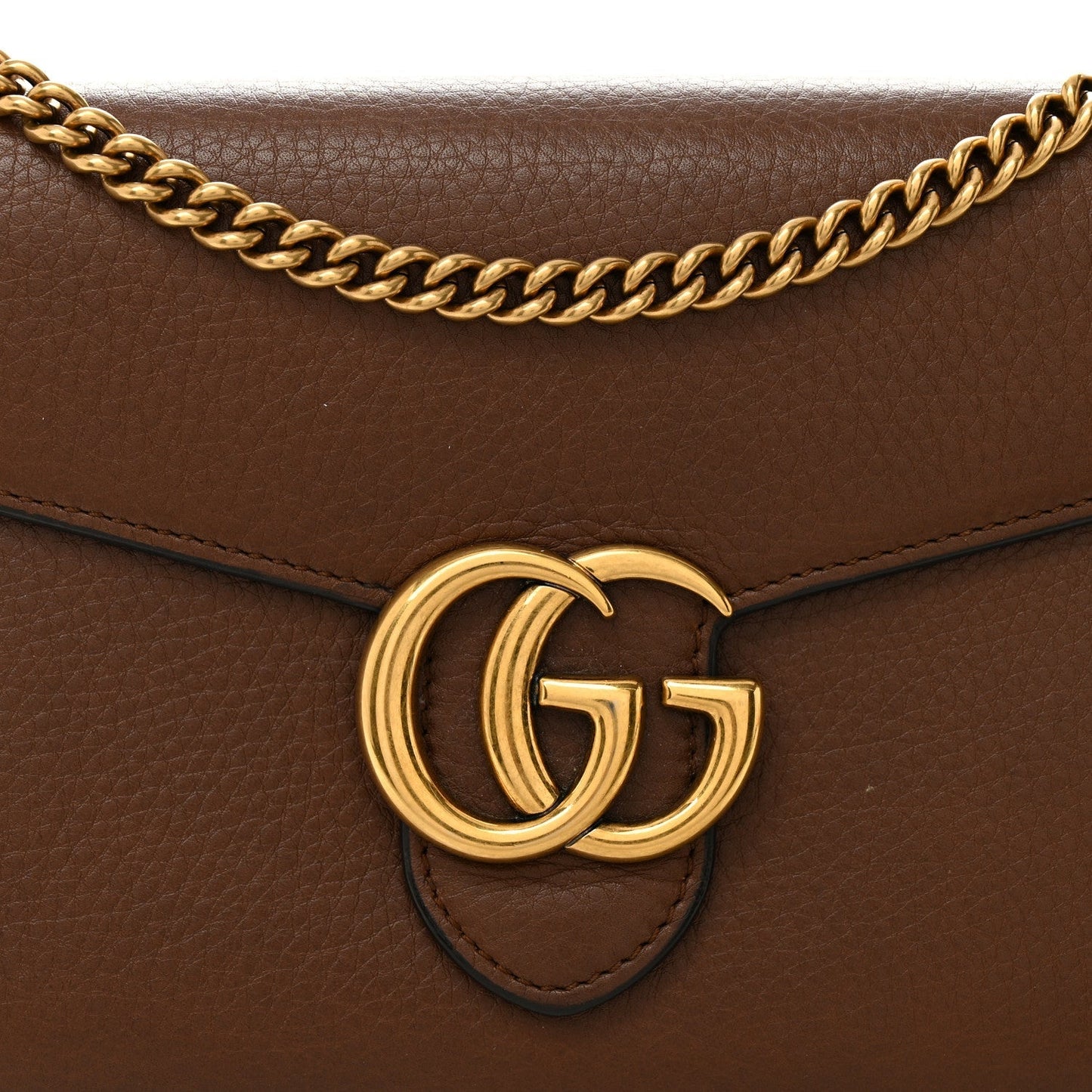 Cellarius Calfskin GG Marmont Chain Wallet Nut Brown