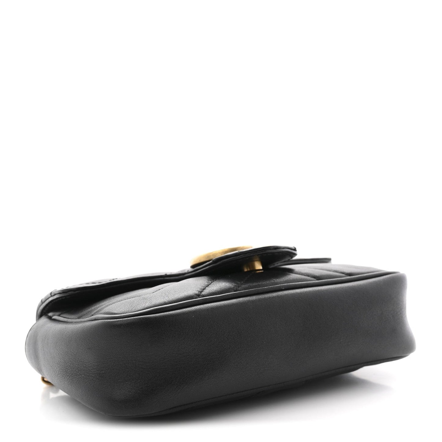 Calfskin Matelasse Super Mini GG Marmont Shoulder Bag Black
