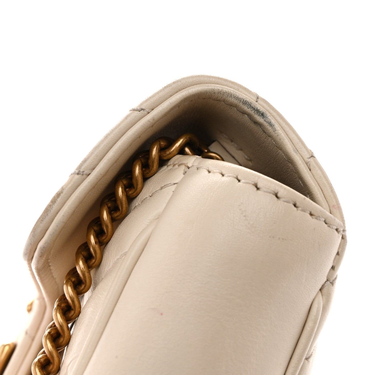 Calfskin Matelasse Super Mini GG Marmont Shoulder Bag White