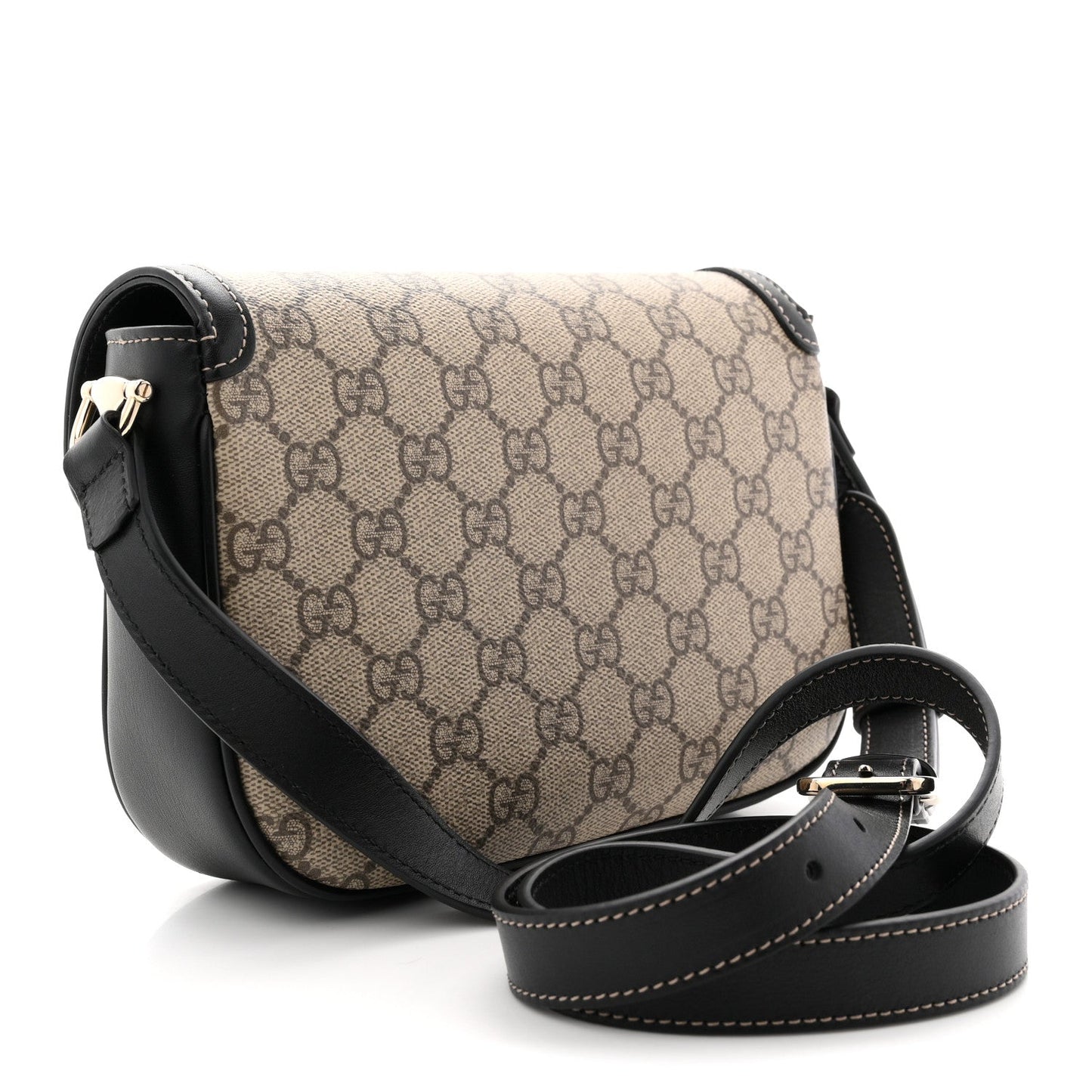 GG Supreme Monogram Horsebit 1955 Soft Small Shoulder Bag Beige Black