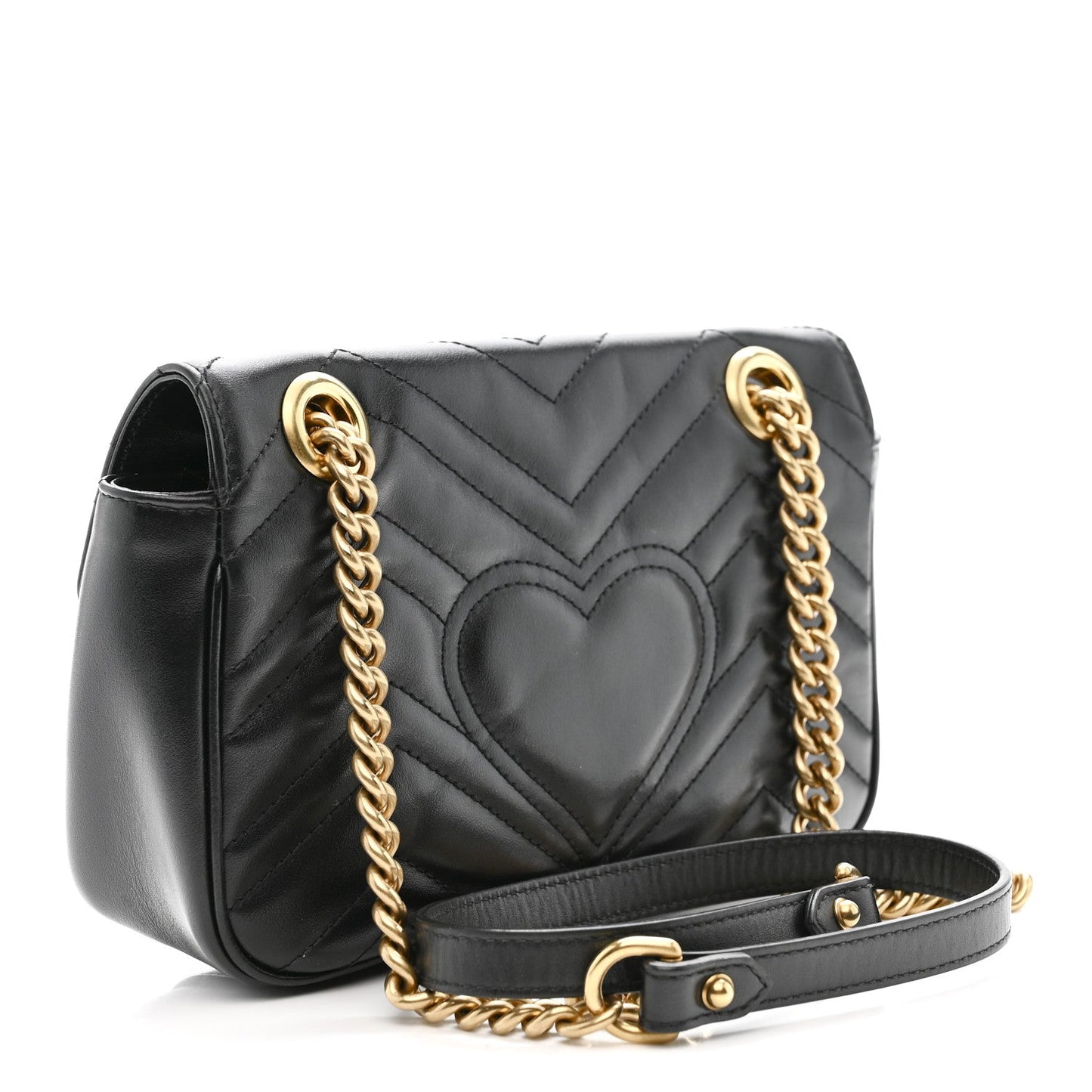 Calfskin Matelasse Mini GG Marmont Shoulder Bag Black
