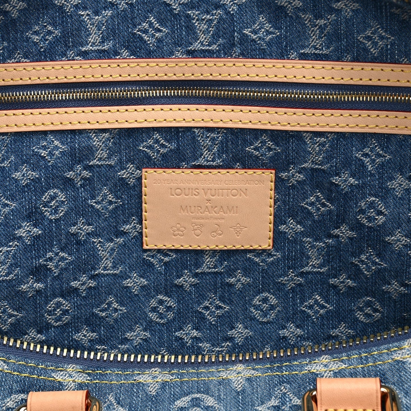 LV X TM Monogram Denim Cerises Keepall Bandouliere 45 Blue