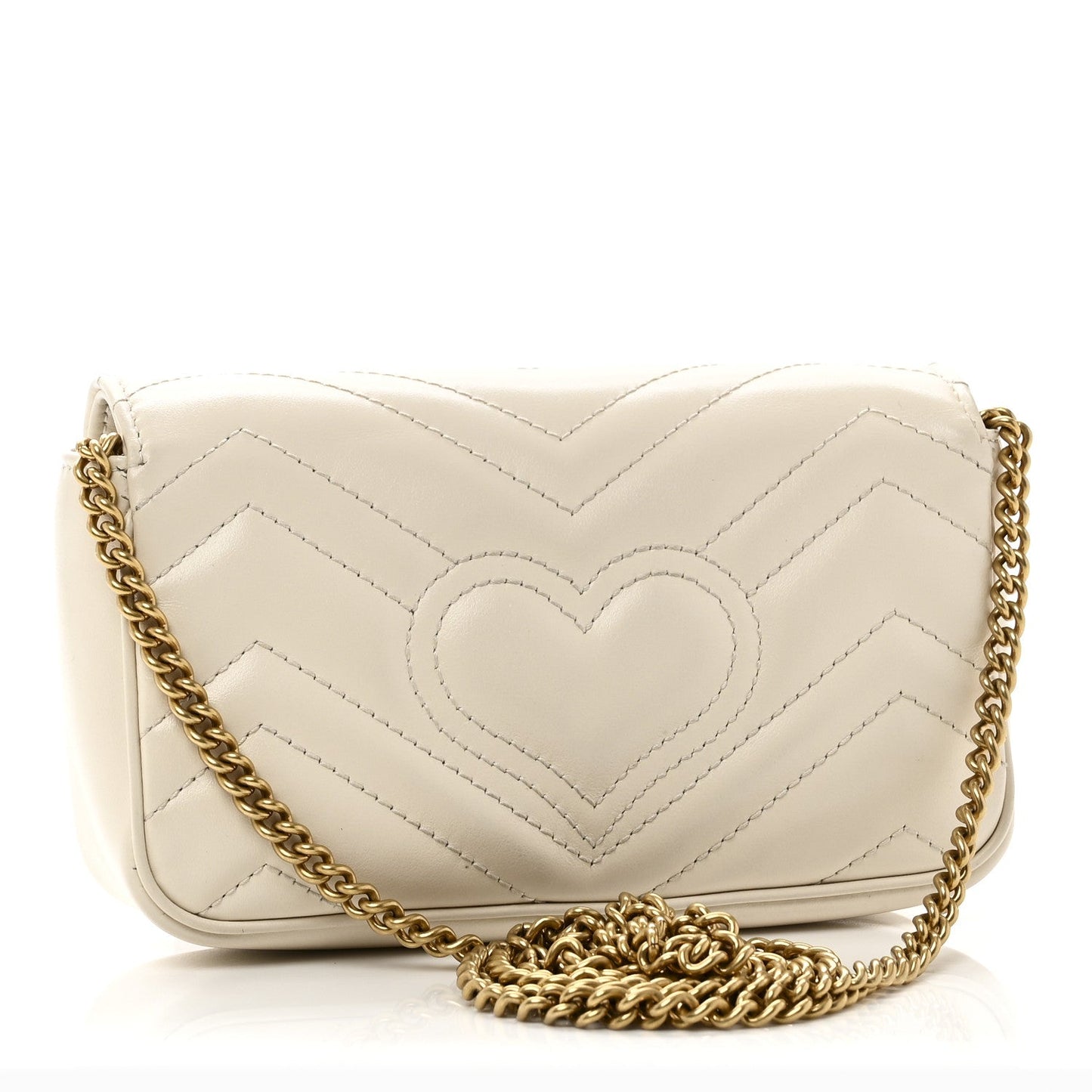 Calfskin Matelasse Super Mini GG Marmont Shoulder Bag White