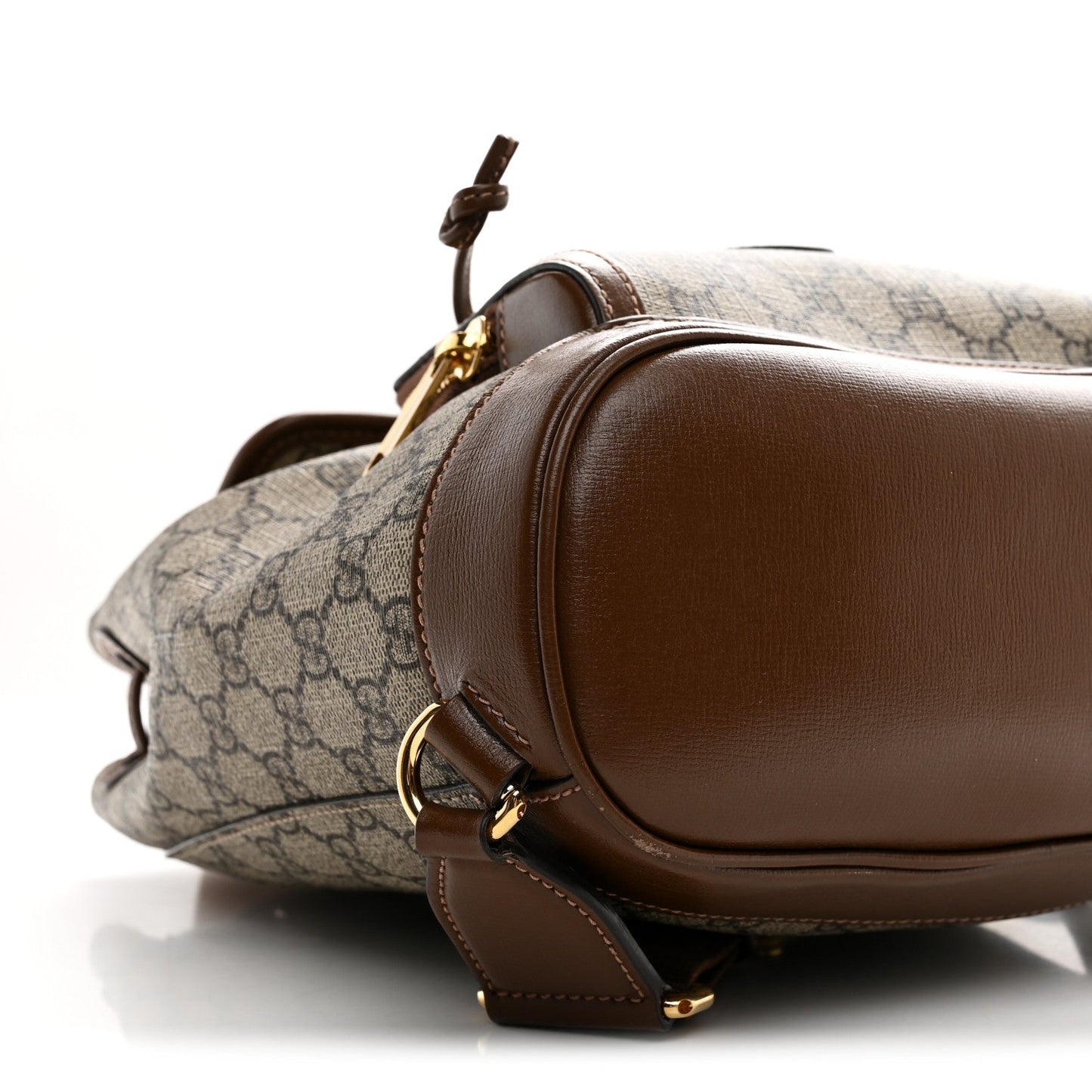 GG Supreme Monogram Azalea Calfskin Retro Interlocking G Buckle Backpack Beige Ebony Brown Sugar