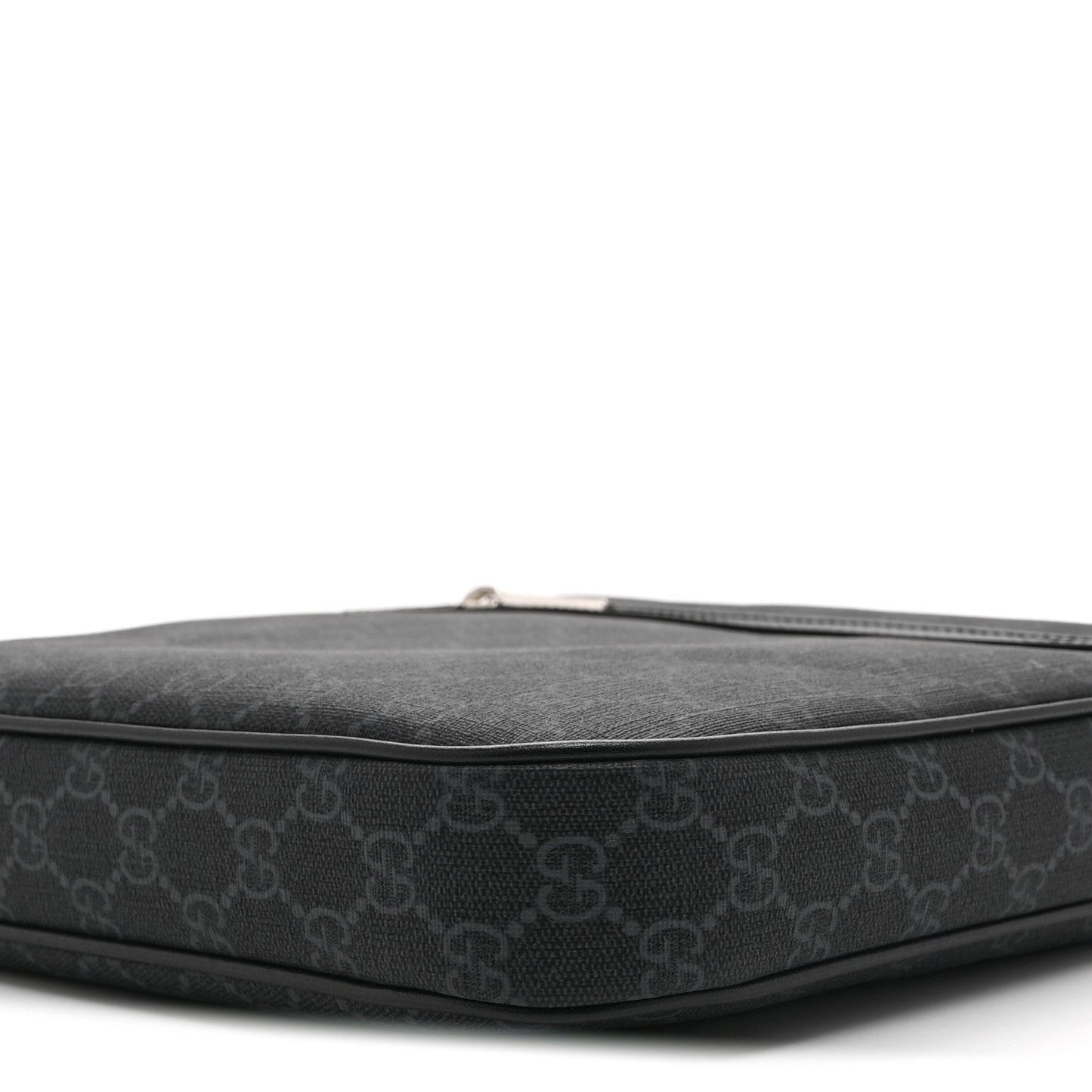 GG Supreme Monogram Web Small Flat Messenger Bag Black Grey