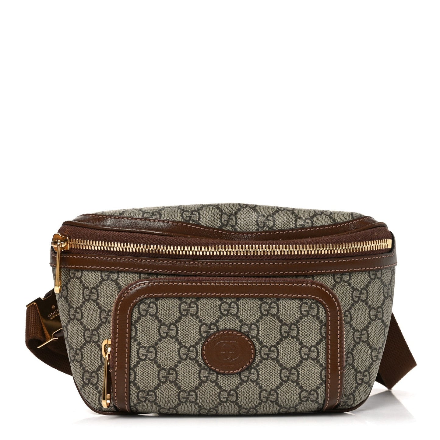 GG Supreme Monogram Textured Calfskin Retro Interlocking G Belt Bag Beige Ebony Brown Sugar