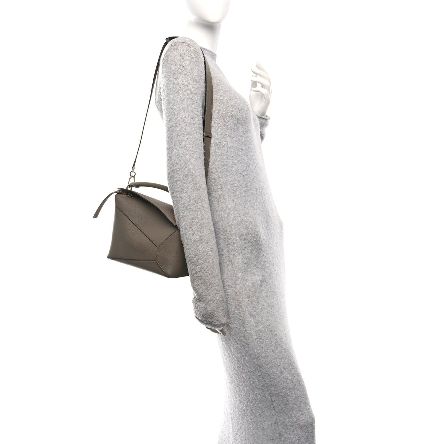 Soft Grained Small Puzzle Edge Bag Taupe