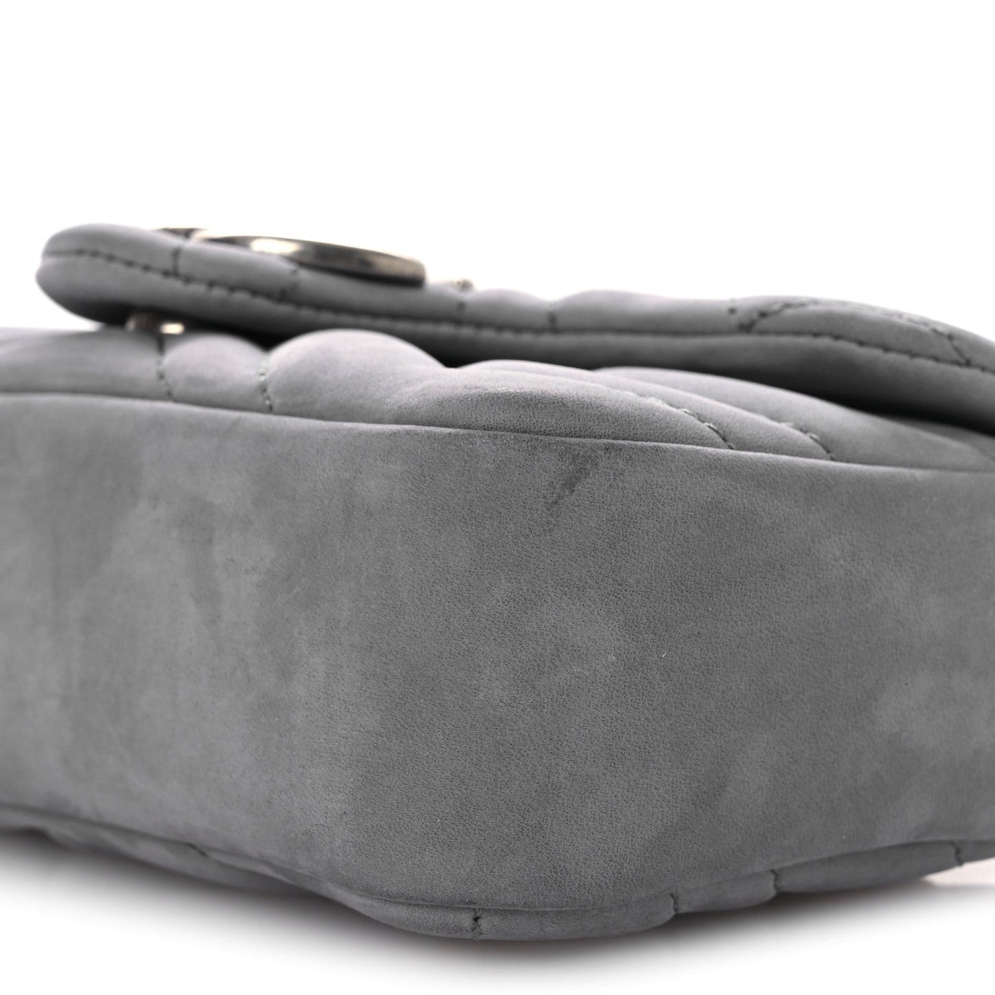 Nubuck Matelasse Mini GG Marmont Shoulder Bag Grey