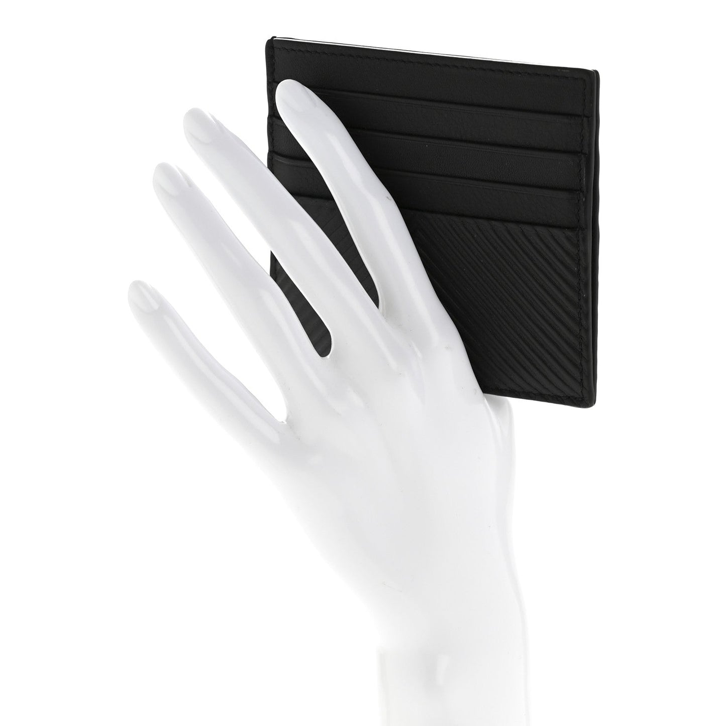 Textured Calfskin Plain Cardholder Black