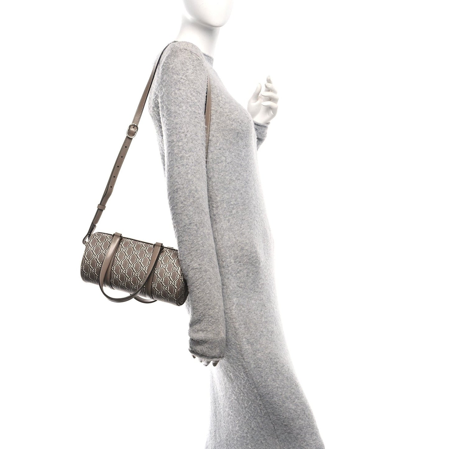 GG Shadow Monogram Ophidia Top Handle Bowler Bag Taupe
