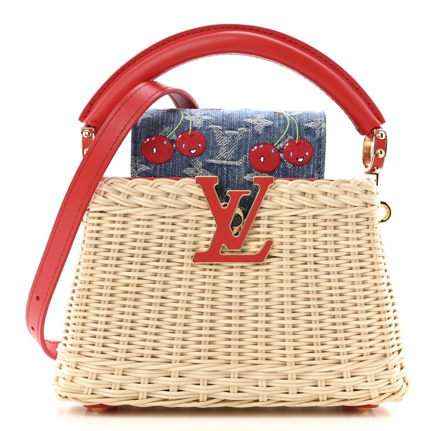 LV X TM Rattan Denim Calfskin Cerises Capucines Mini