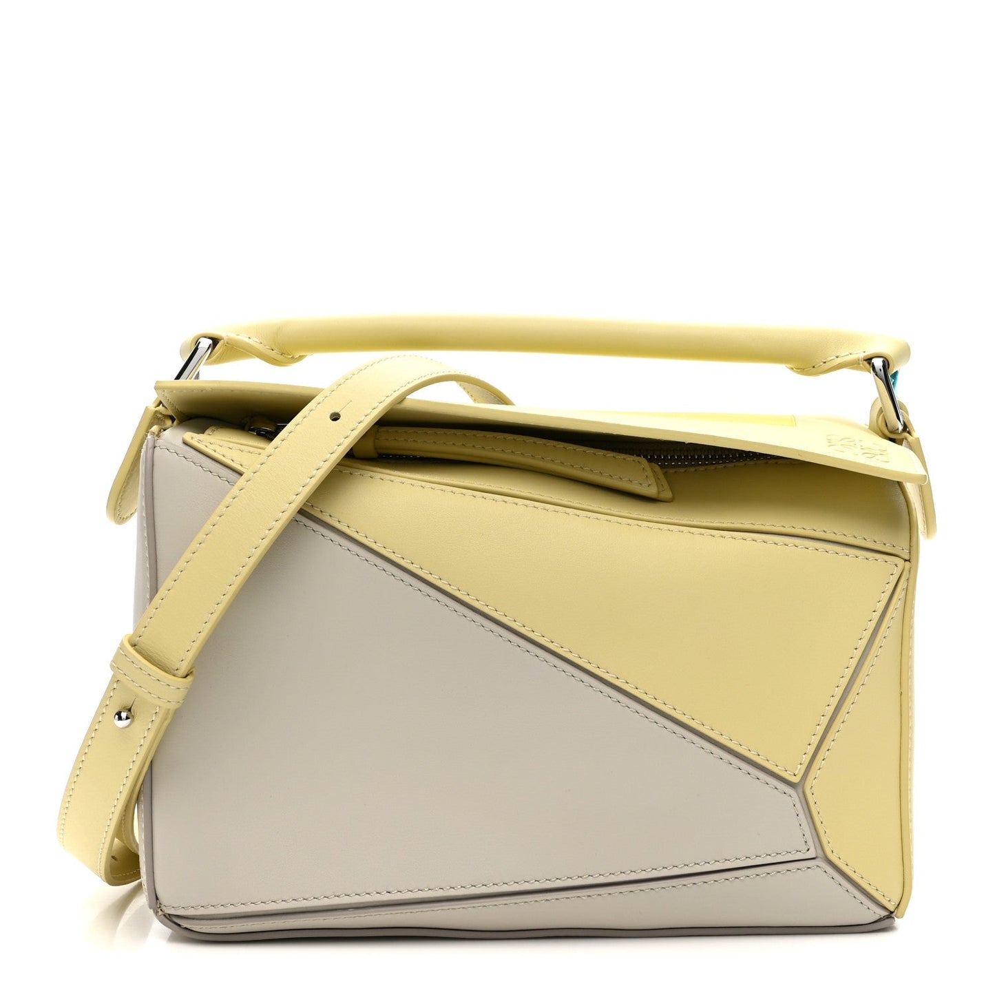 X ALBERS Nappa Calfskin Small Puzzle Bag Pale Grey Light Citrine