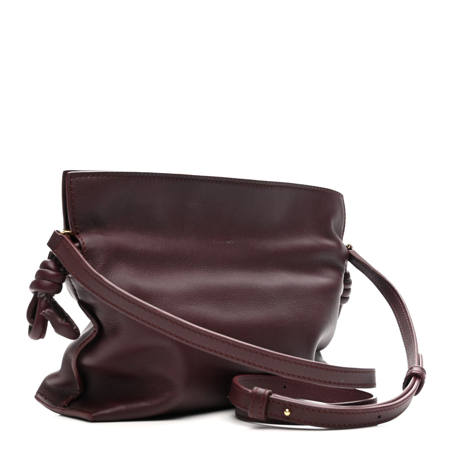 Calfskin Mini Flamenco Knot Clutch Dark Burgundy