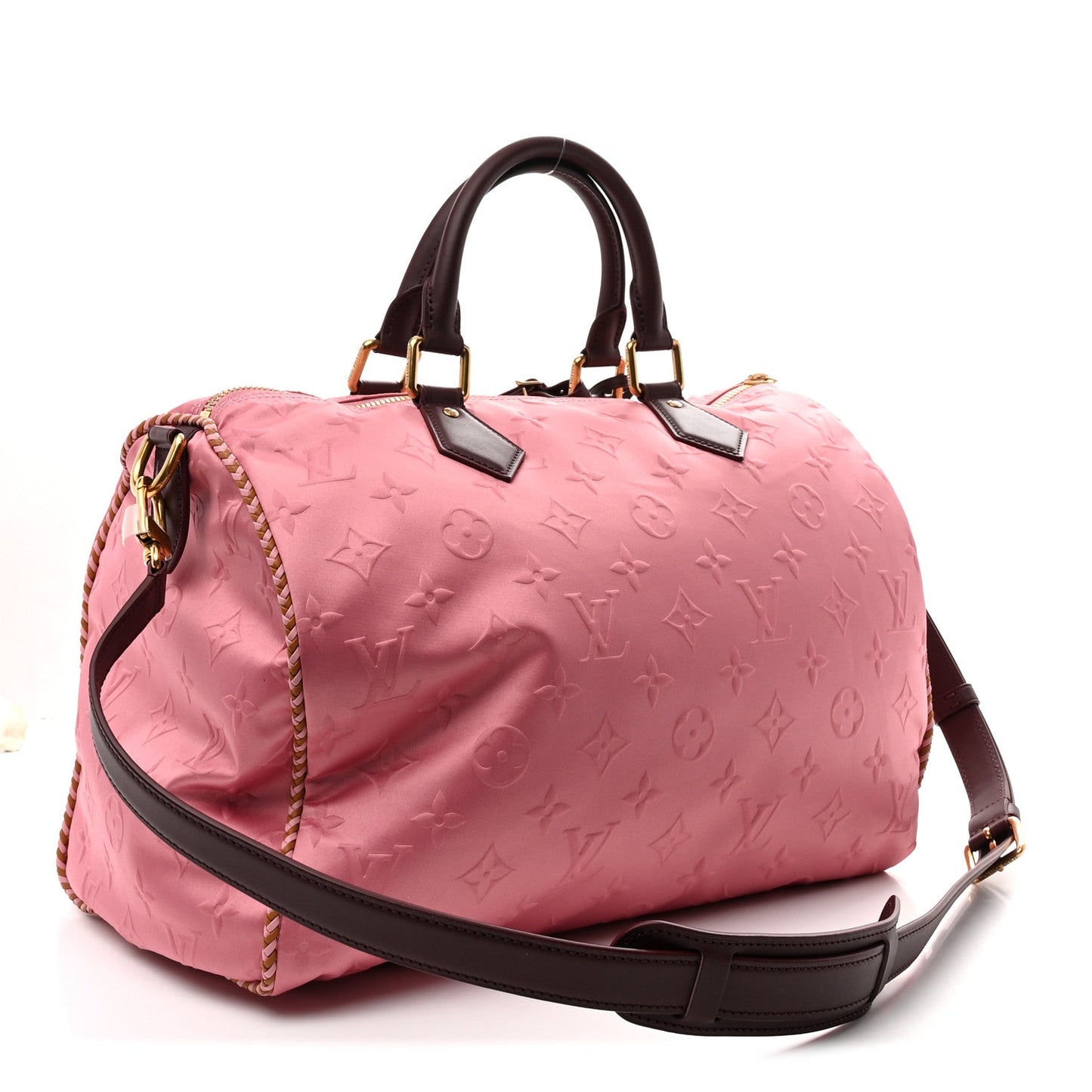Satin Monogram Paris Tokyo Embroidered Speedy P9 Bandouliere 40 Dark Pink