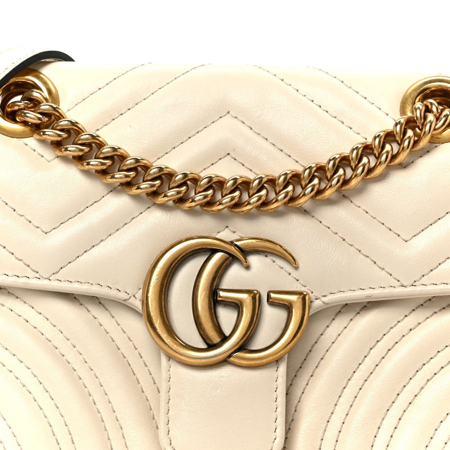 Calfskin Matelasse Mini GG Marmont Shoulder Bag White