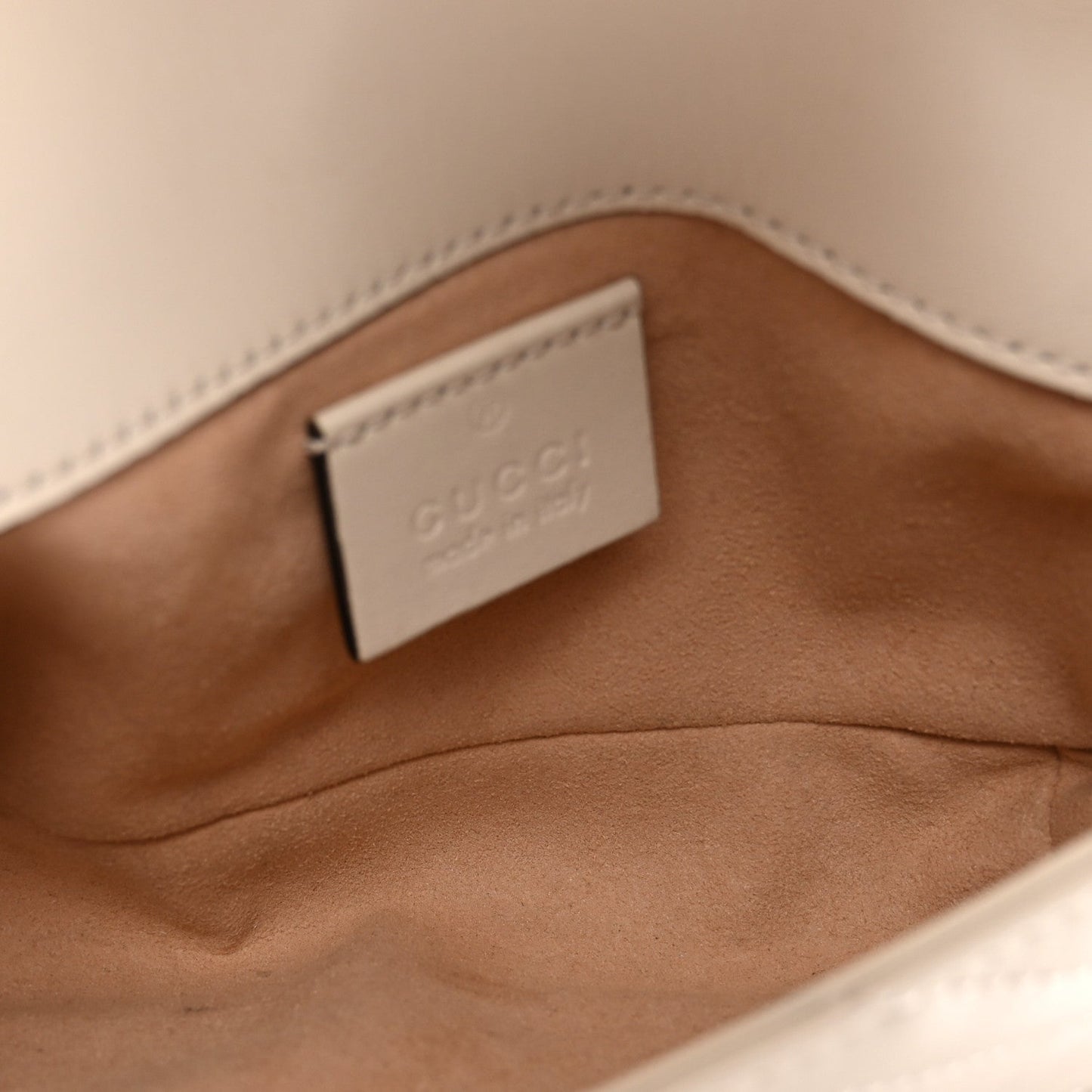 Calfskin Matelasse Super Mini GG Marmont Shoulder Bag White