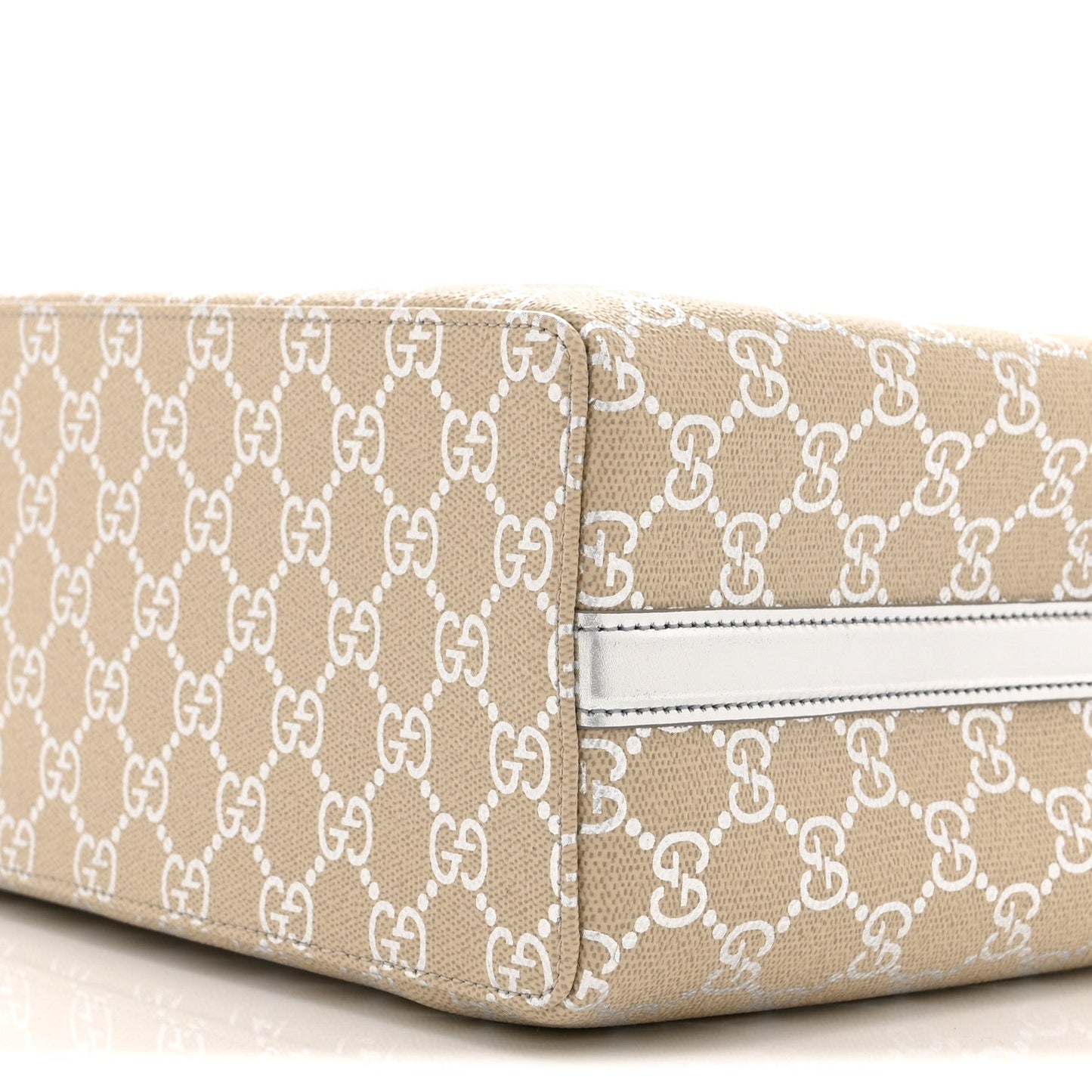 GG Supreme Monogram Emblem Medium Tote Bag  Beige Silver