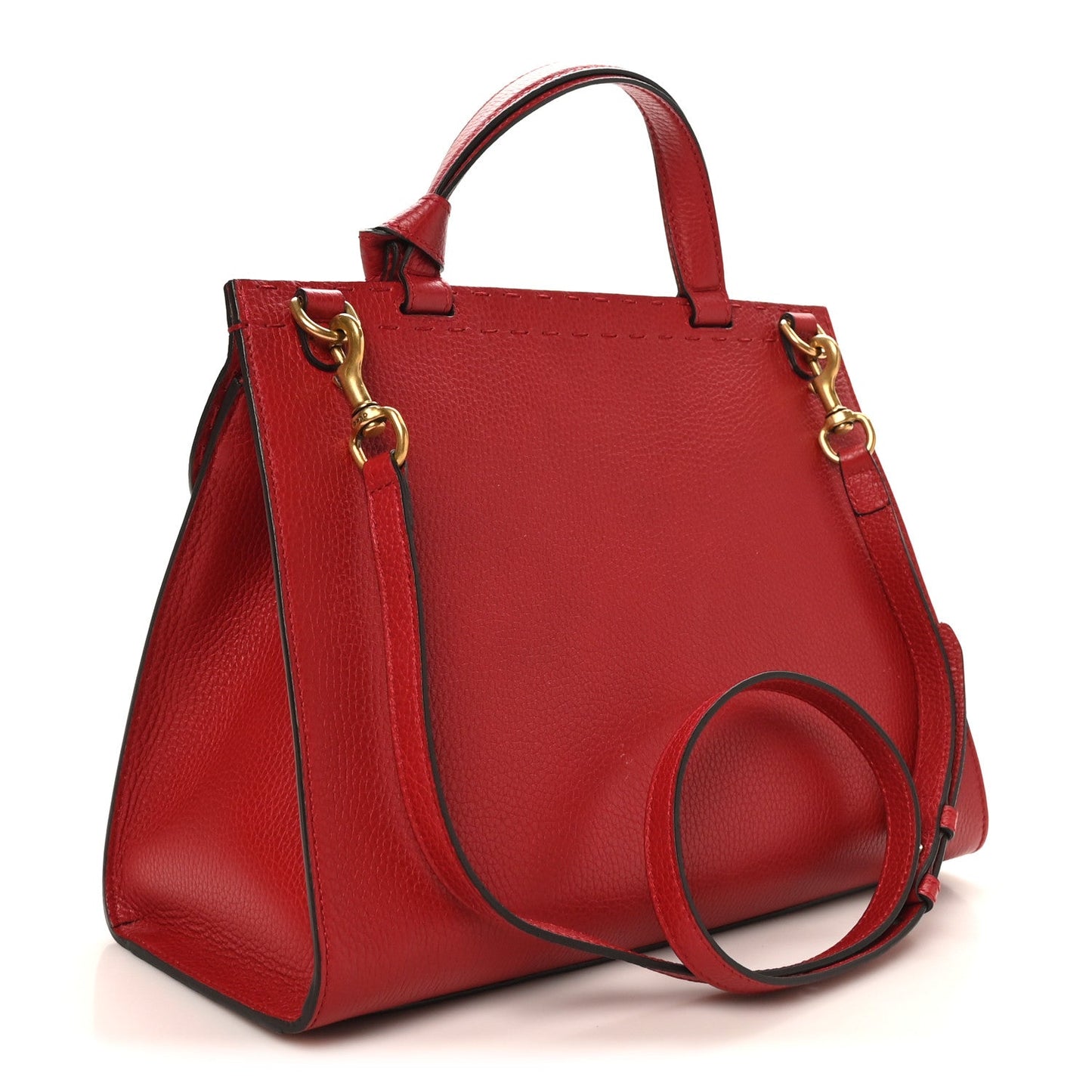 Calfskin Small GG Marmont Top Handle Bag Vulcanic Red