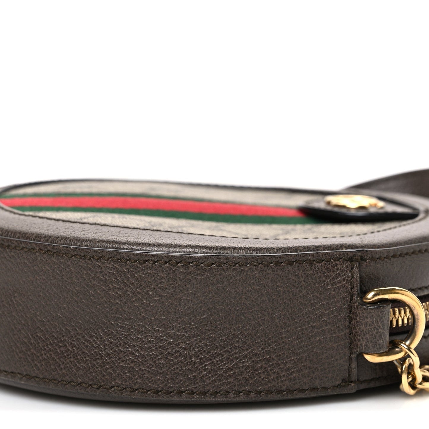 GG Supreme Monogram Web Mini Ophidia Round Shoulder Bag Brown
