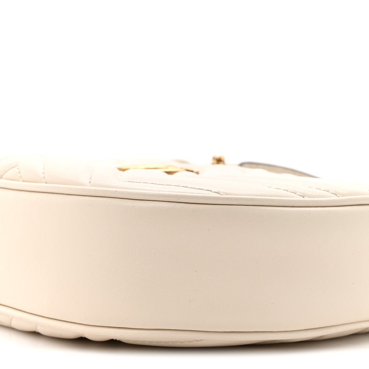 Calfskin Matelasse Chevron Mini GG Marmont Half Moon Hobo Mystic White