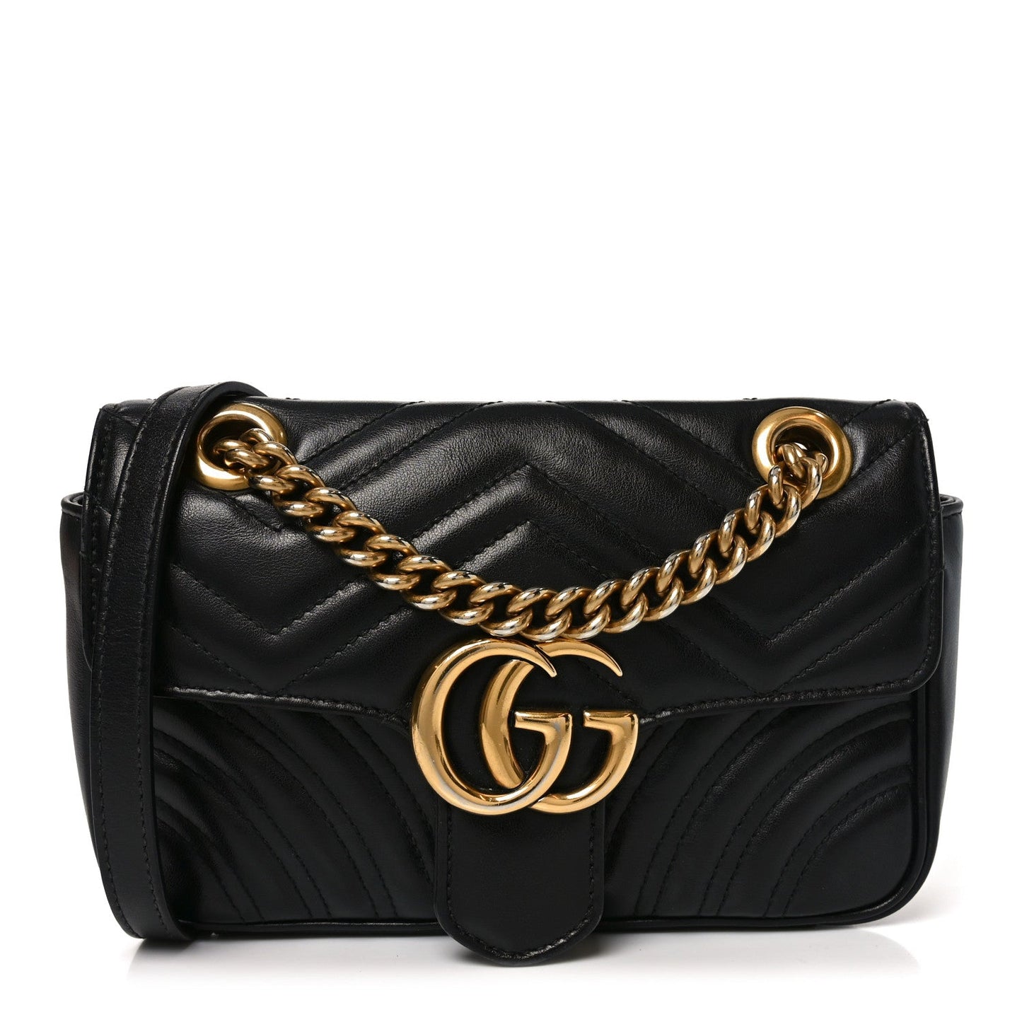 Calfskin Matelasse Mini GG Marmont Shoulder Bag Black