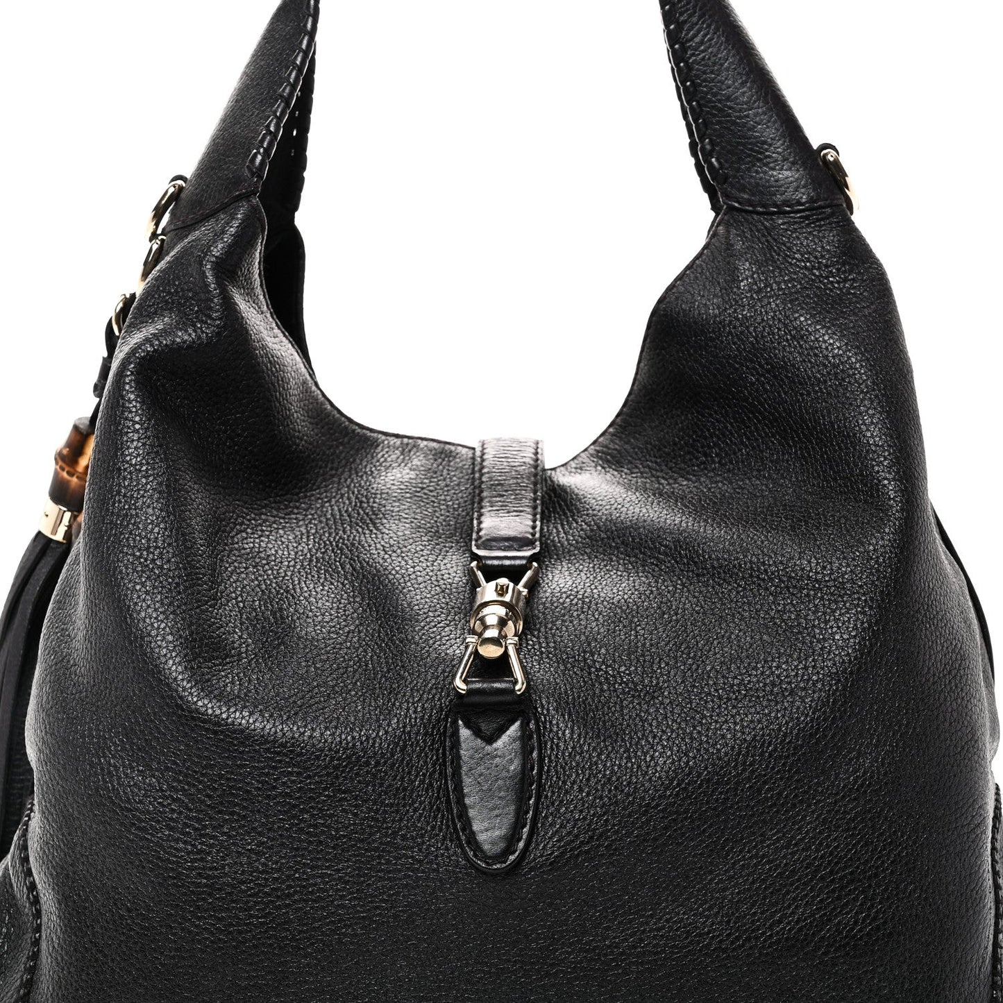 Pebbled Calfskin Medium New Jackie Shoulder Bag Black