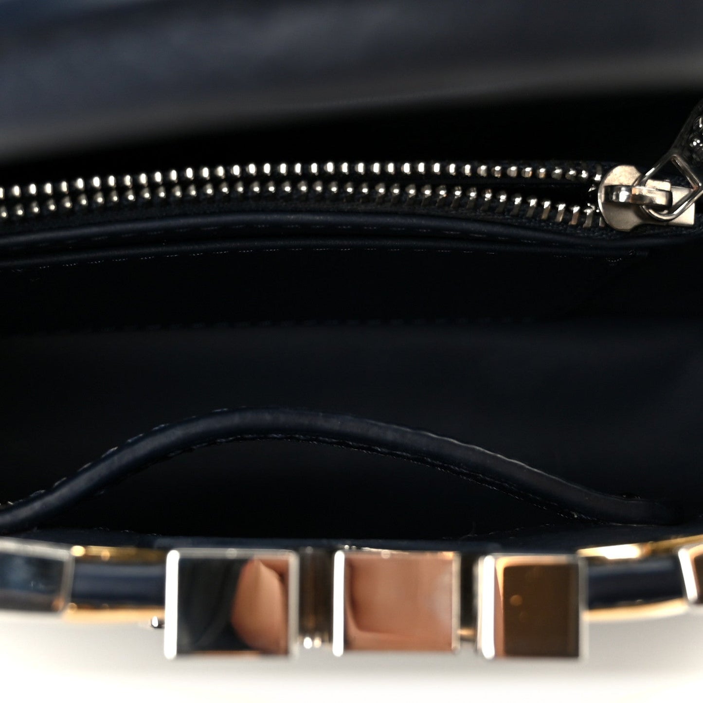 Taurillon Embellished Malletage Crown Mini Capucines Navy