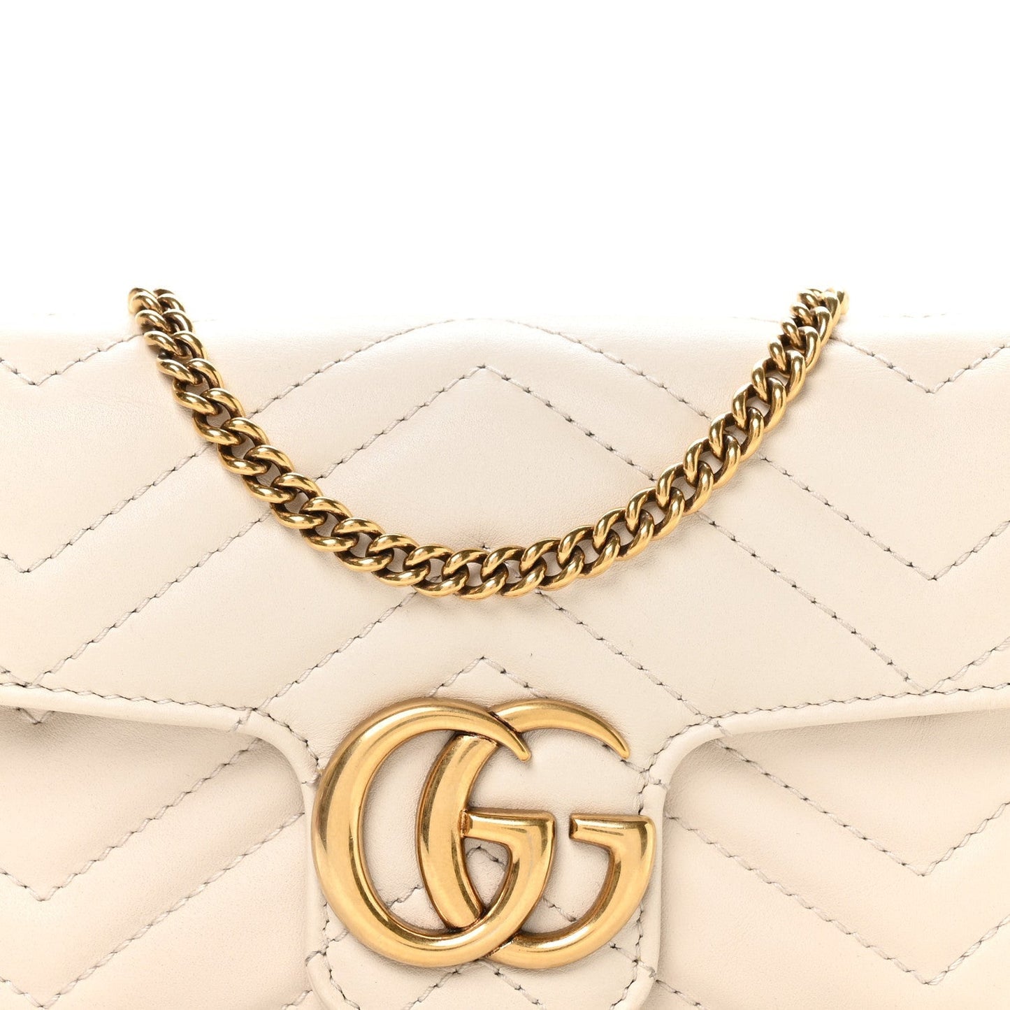 Calfskin Matelasse Super Mini GG Marmont Shoulder Bag White