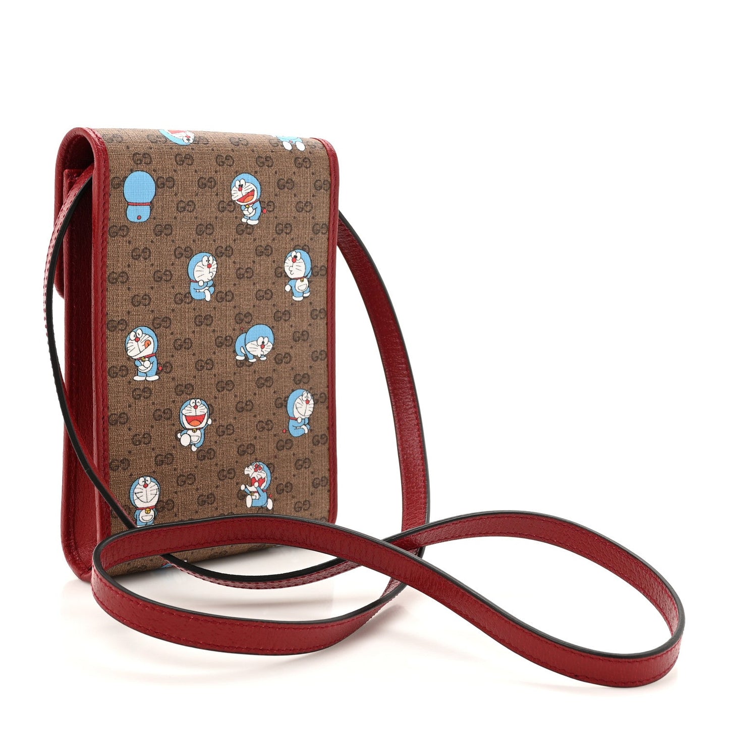 X DORAEMON Mini Vintage GG Supreme Monogram Mini Crossbody Bag Beige Cherry Red