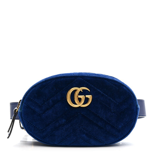 Velvet Matelasse GG Marmont Belt Bag 85 34 Cobalt Blue