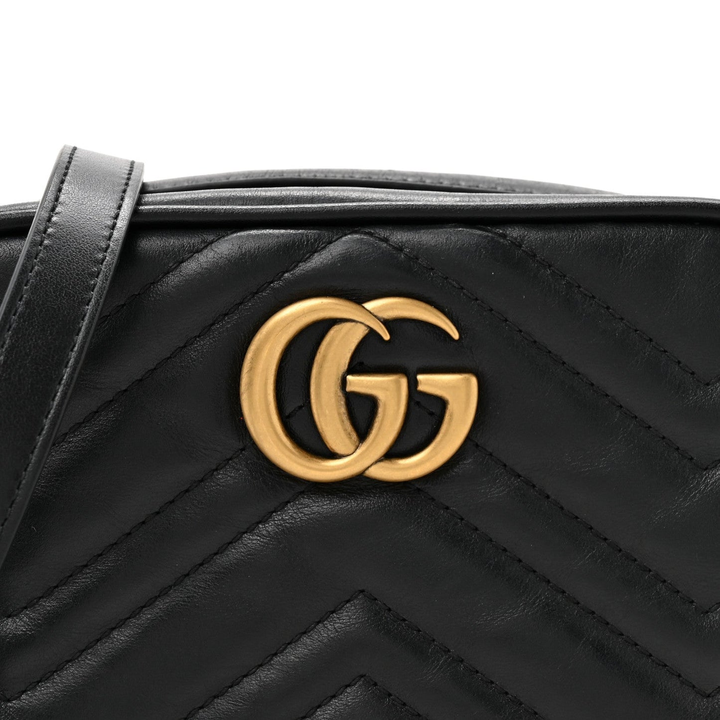 Calfskin Matelasse Mini GG Marmont Chain Shoulder Bag Black