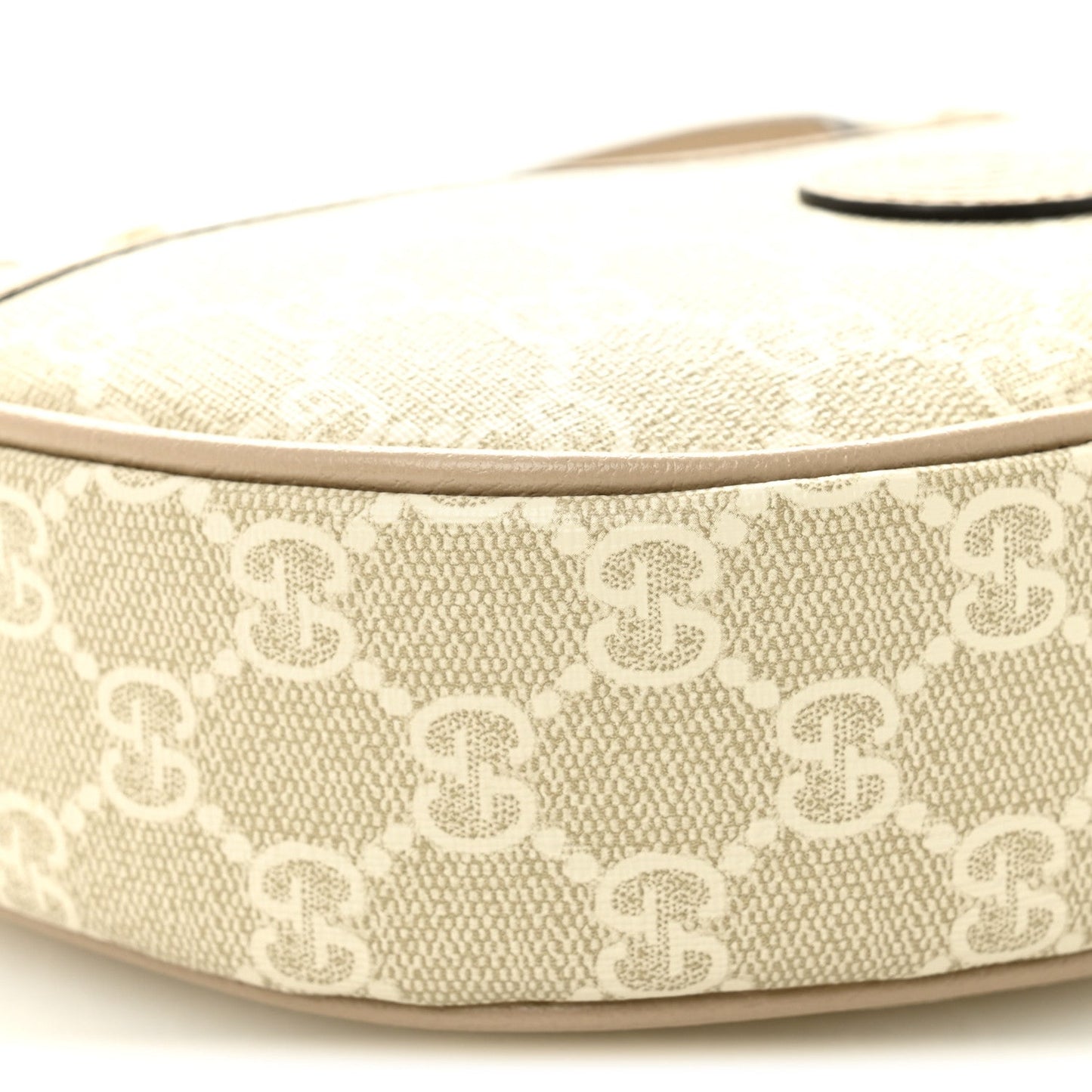 GG Supreme Monogram Textured Dollar Calfskin Mini Retro Interlocking G Half Moon Bag Beige Mystic White Oatmeal
