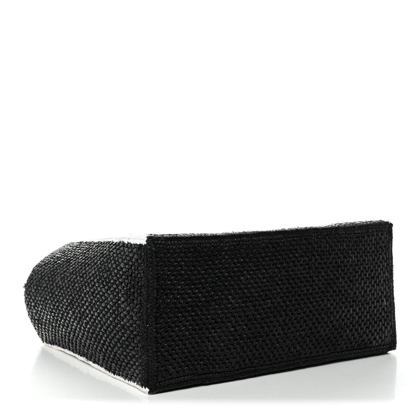 Raffia Large Paula's Ibiza Logo Tote Black White