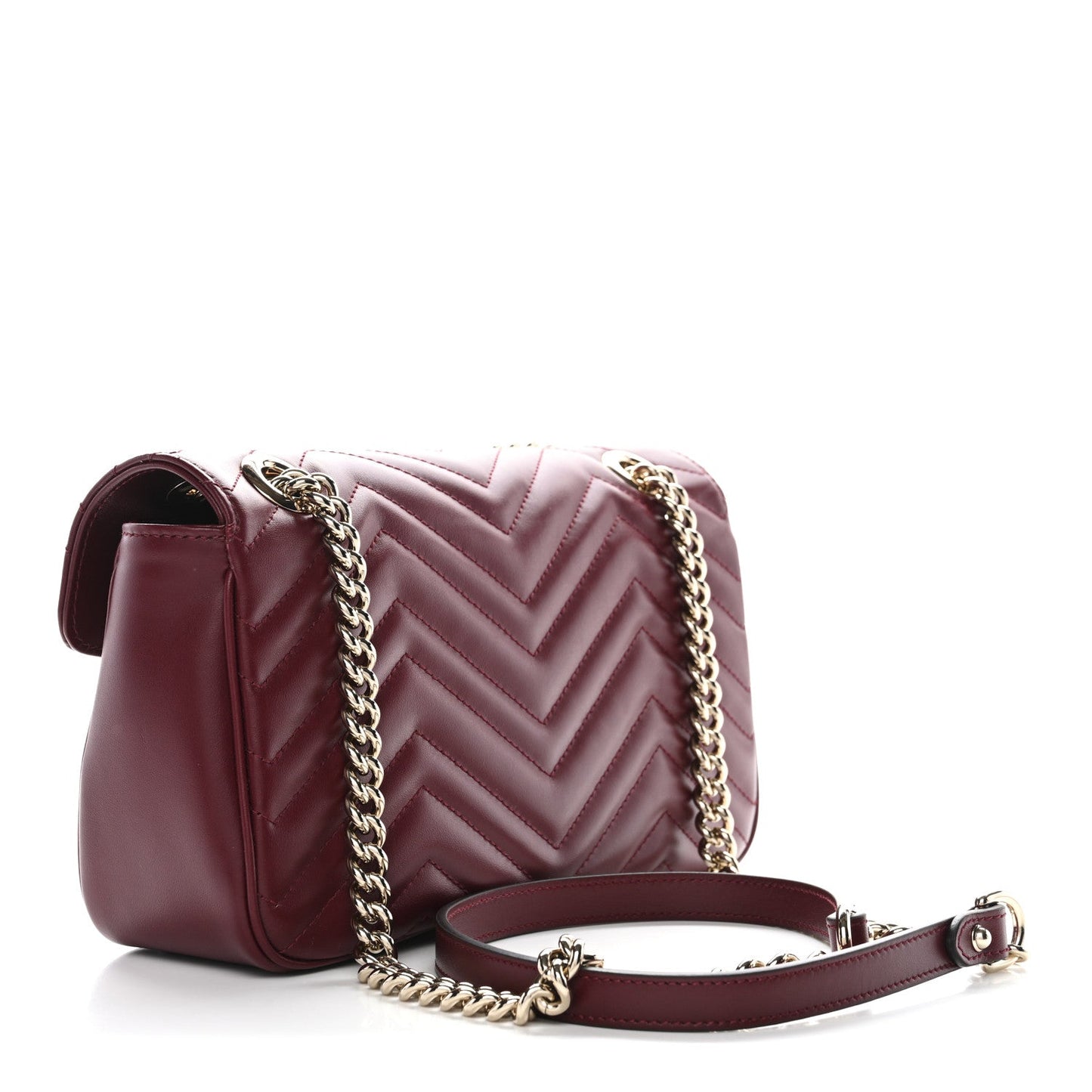 Calfskin Matelasse Small GG Marmont Shoulder Bag Ancora Red