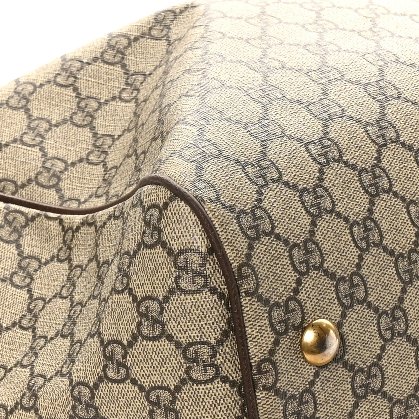 GG Supreme Monogram Textured Dollar Calfskin Web Medium Ophidia Carry-On Duffle Bag Beige Ebony New Acero