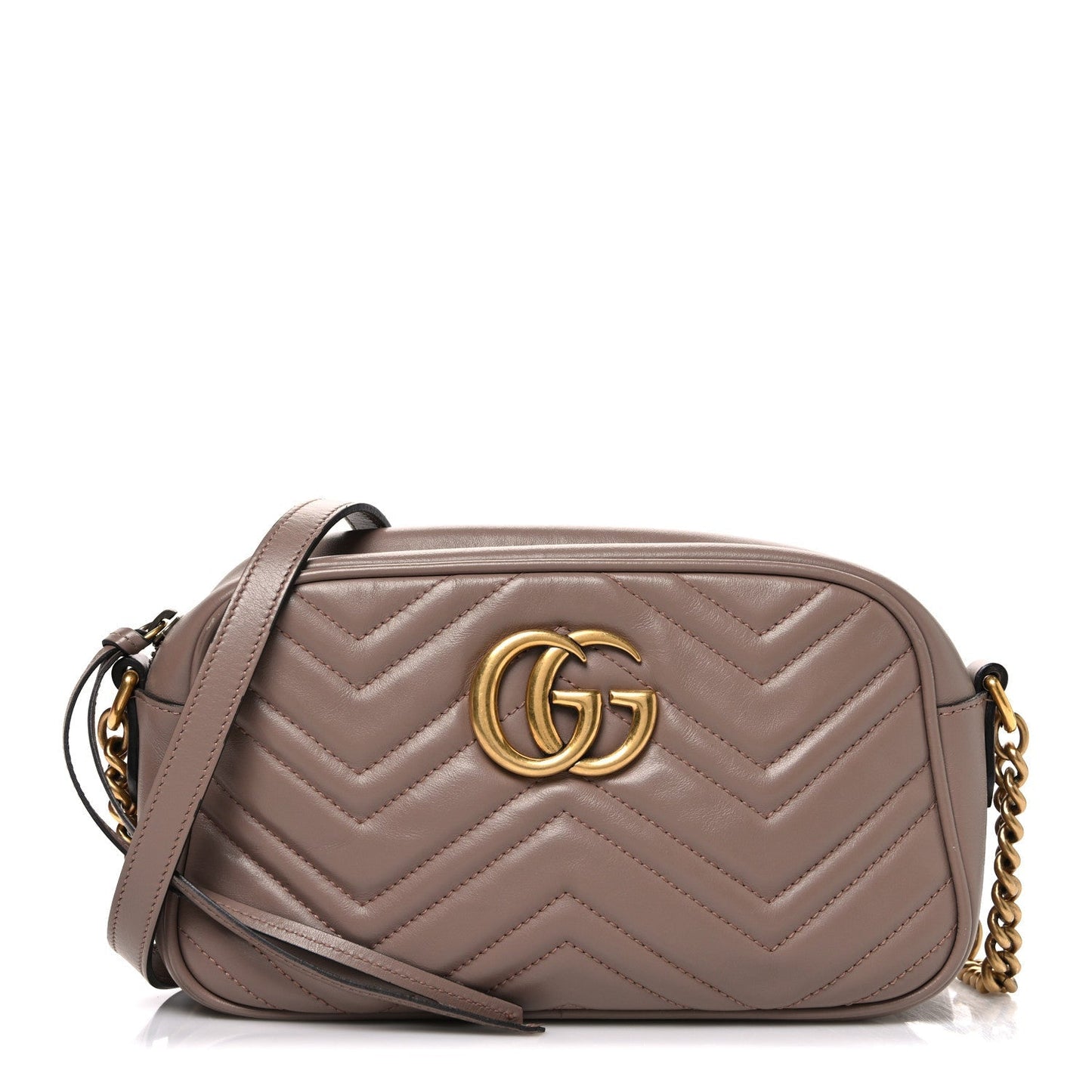 Calfskin Matelasse Small GG Marmont Chain Shoulder Bag Porcelain Rose