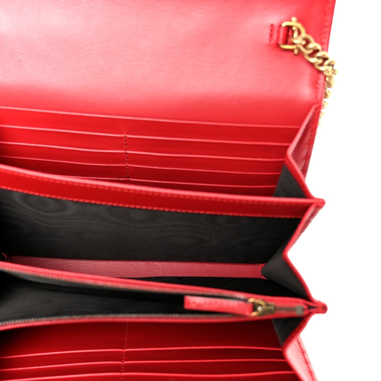 Calfskin Matelasse GG Marmont Chain Wallet Hibiscus Red