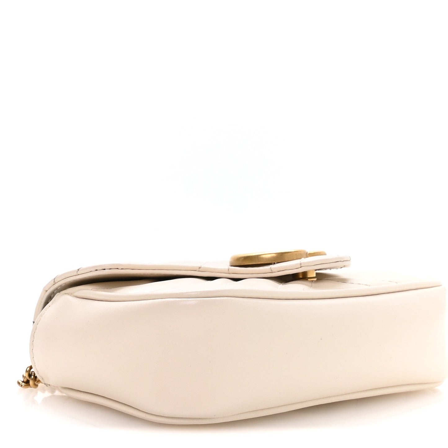 Calfskin Matelasse Super Mini GG Marmont Shoulder Bag White