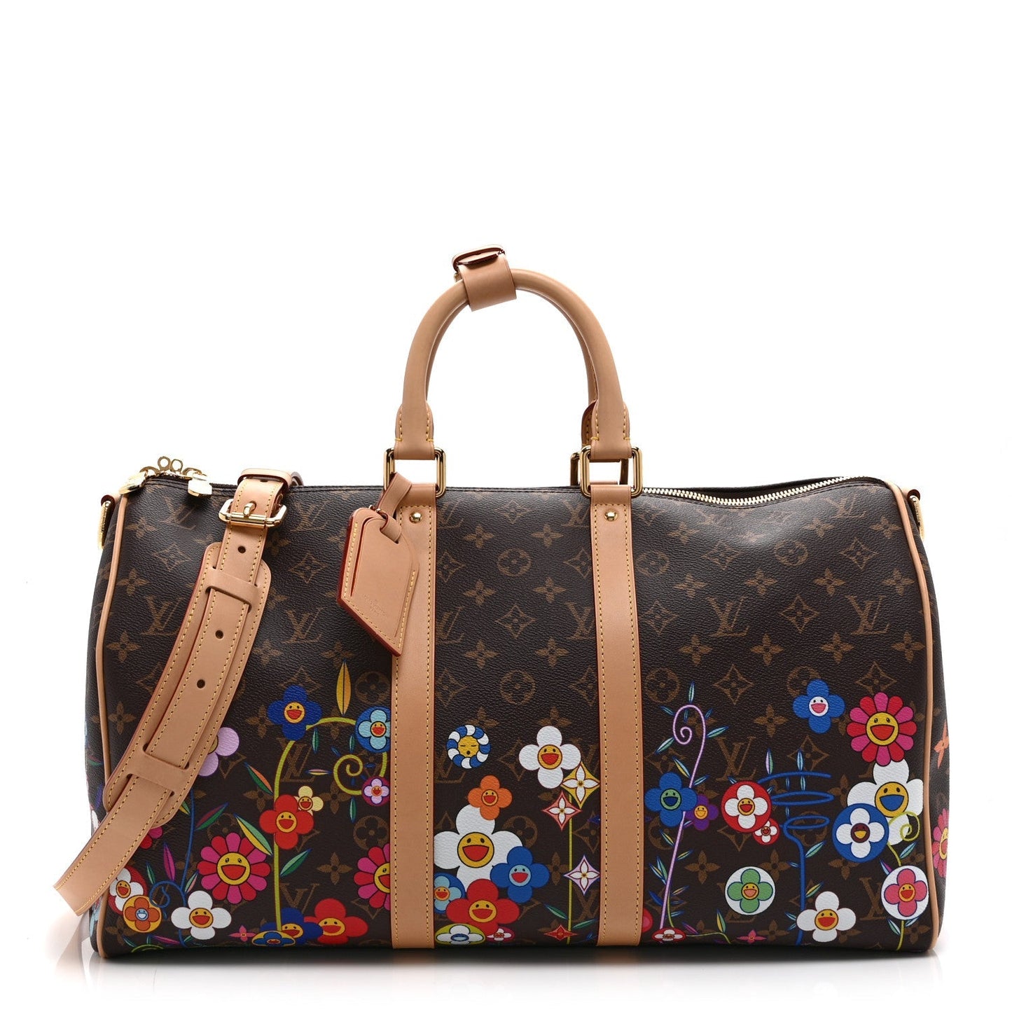 LV X TM Monogram Flowers Keepall Bandouliere 45