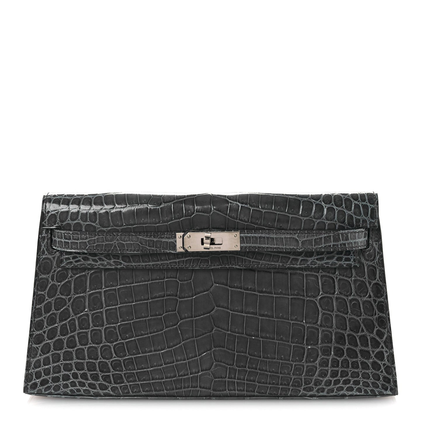 Shiny Niloticus Crocodile Kelly Elan Pochette Bleu Tempete