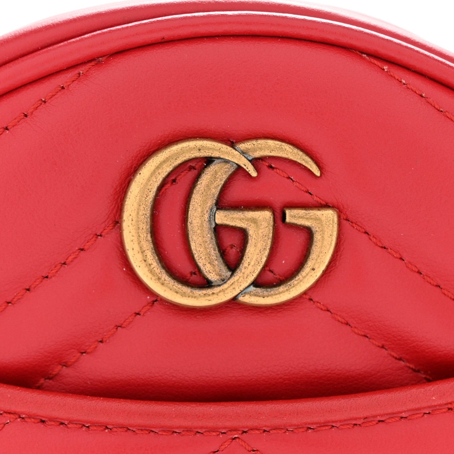 Calfskin Matelasse GG Marmont Round Wrist Wallet Hibiscus Red