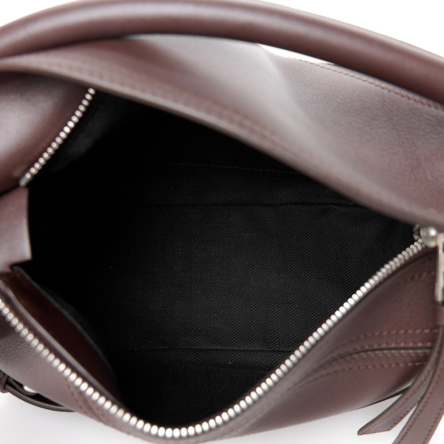 Shiny Calfskin Small Puzzle Biker Bag Dark Brown