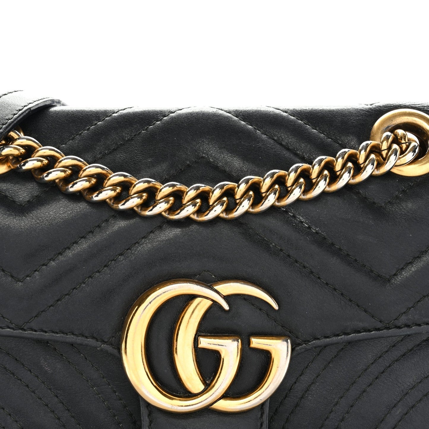 Calfskin Matelasse Mini GG Marmont Shoulder Bag Black