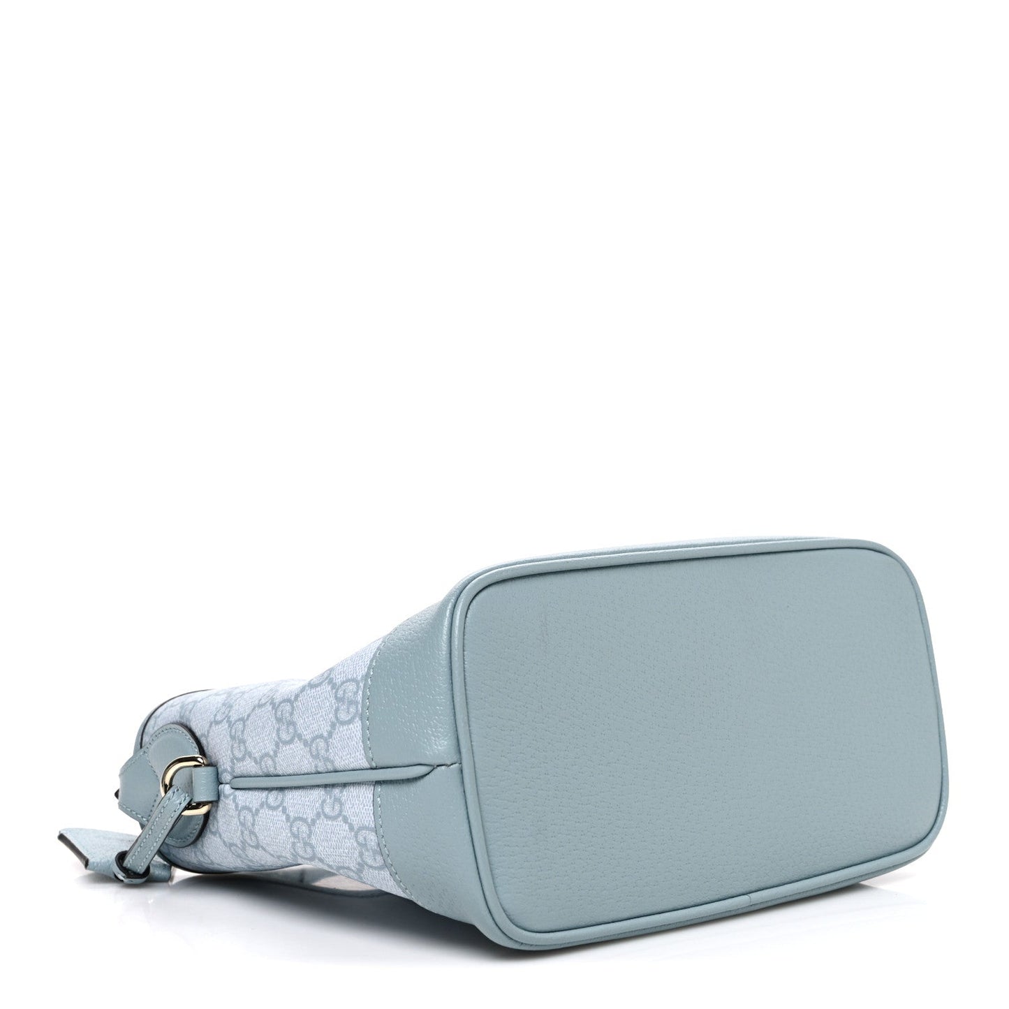 GG Supreme Monogram Textured Dollar Calfskin Web Small Ophidia Bucket Shoulder Bag Dusty Blue