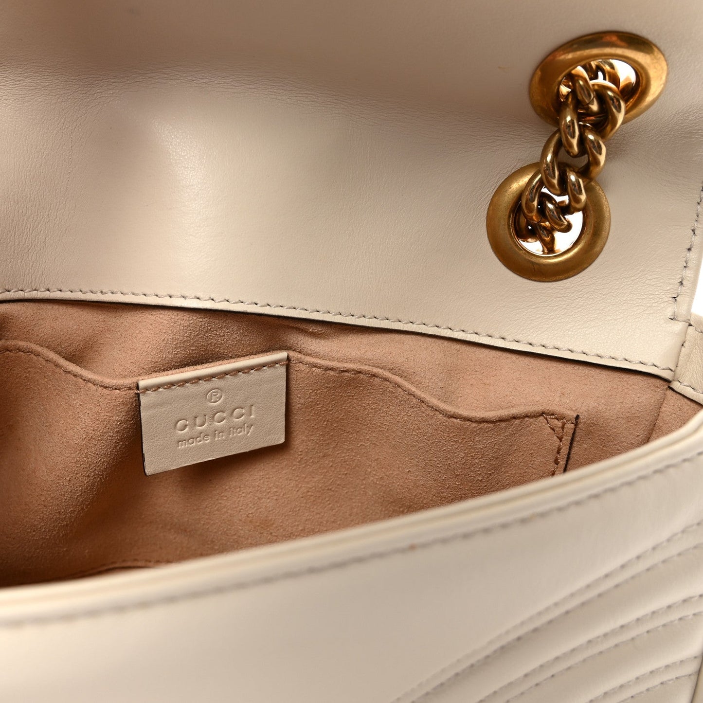 Calfskin Matelasse Mini GG Marmont Shoulder Bag White