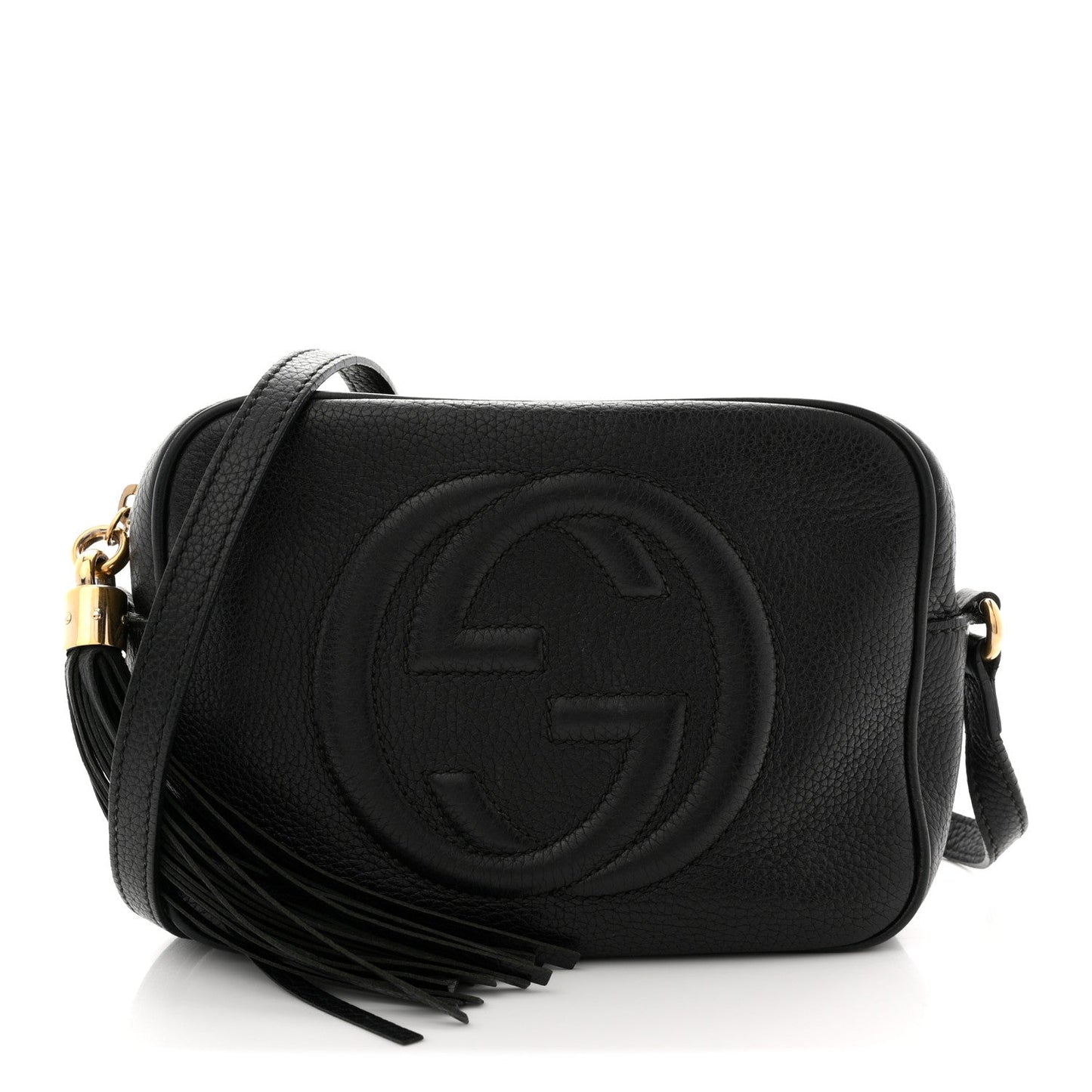 Pebbled Calfskin Small Soho Disco Bag Black