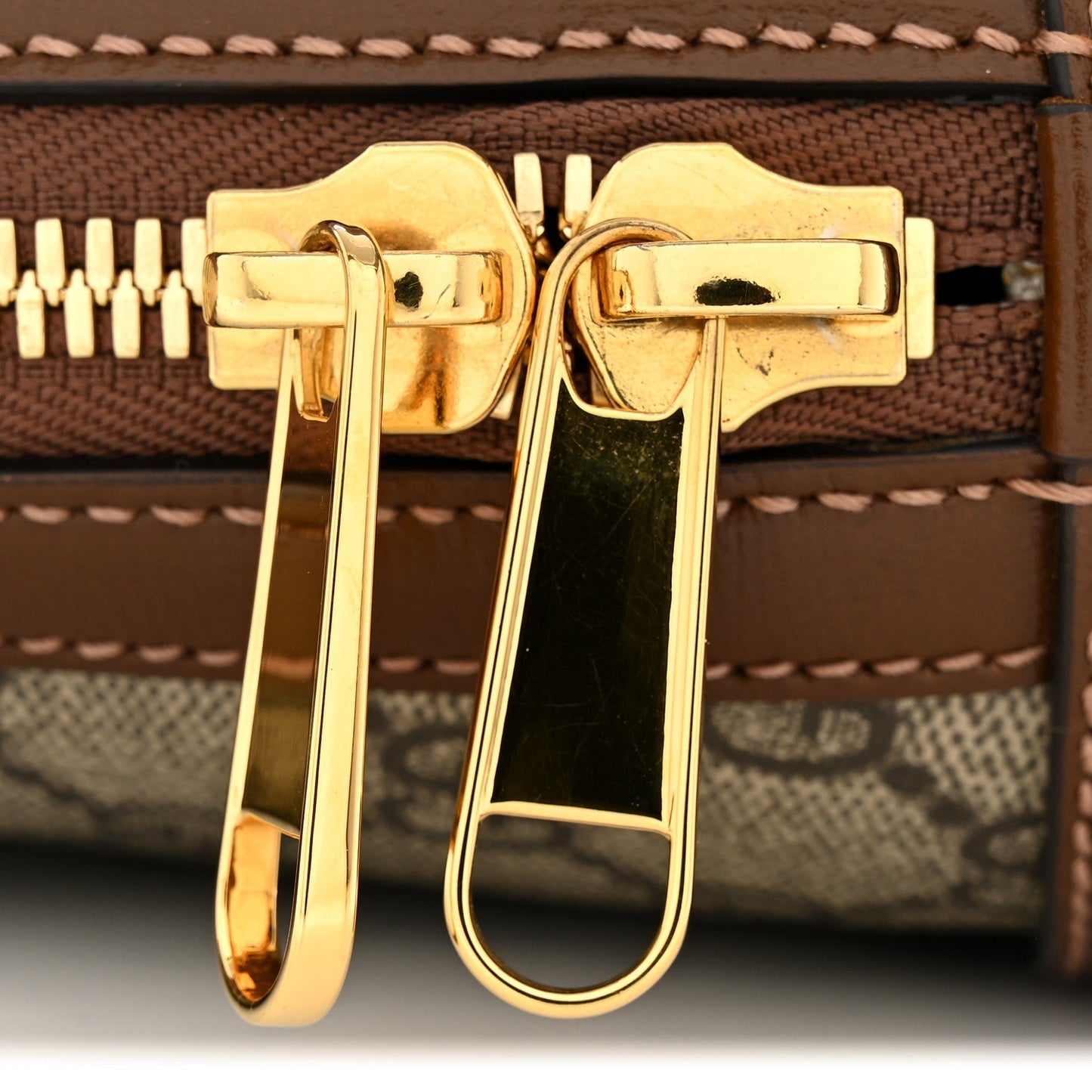 GG Supreme Monogram Azalea Calfskin Small Horsebit 1955 Top Handle Bag Beige Ebony Brown Sugar