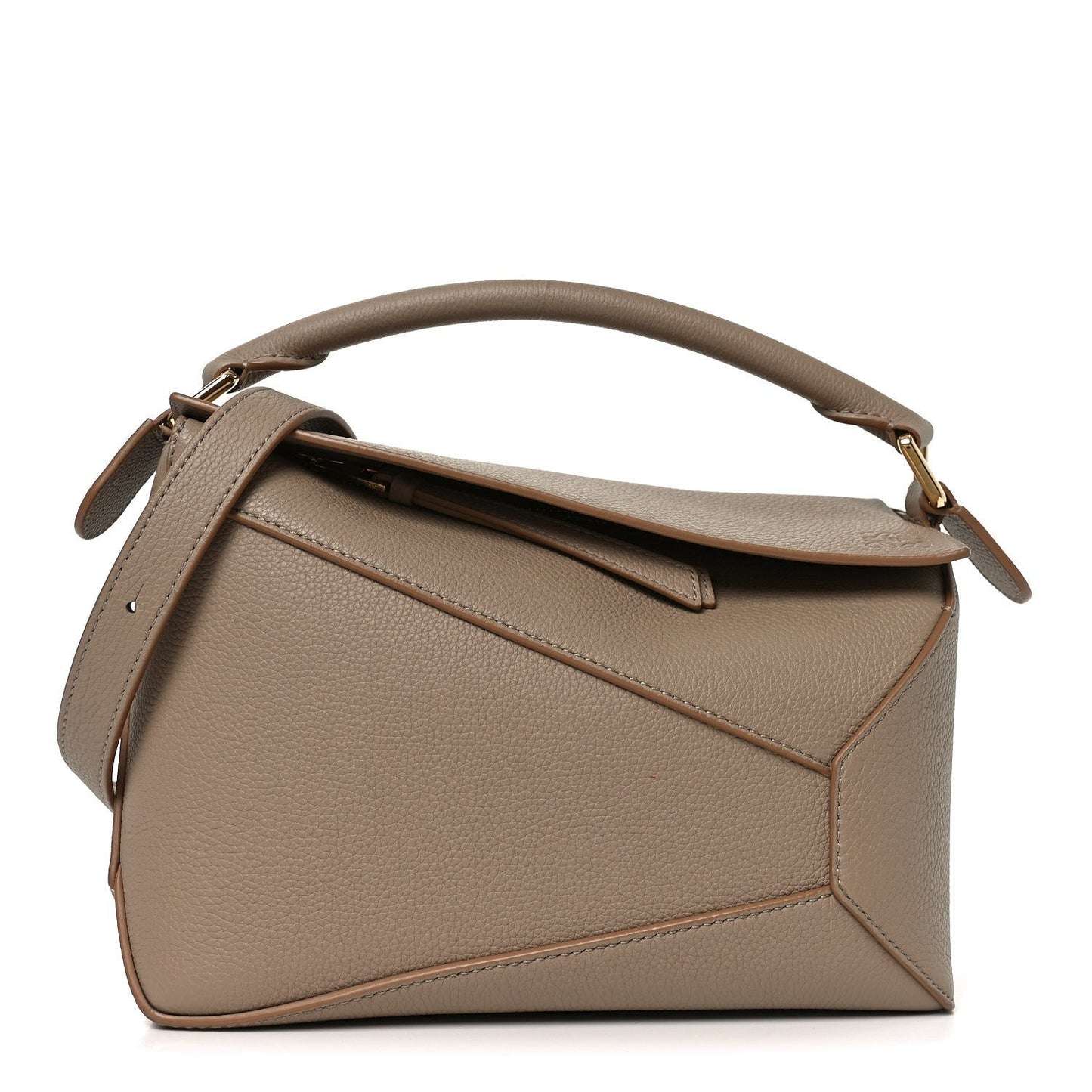 Grained Calfskin Small Puzzle Edge Bag Sand