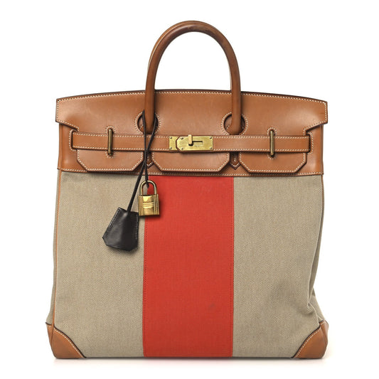Toile Natural Barenia Flag HAC Birkin 40 Fauve Paprika